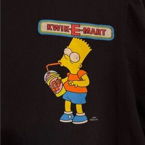 The Simpsons Kwik-E-Mart Graphic Tee Bart Simpson Black T-Shirt Flawed